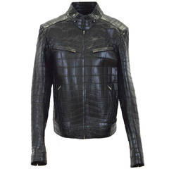 YVES SAINT LAURENT Jacket Black Crocodile Leather