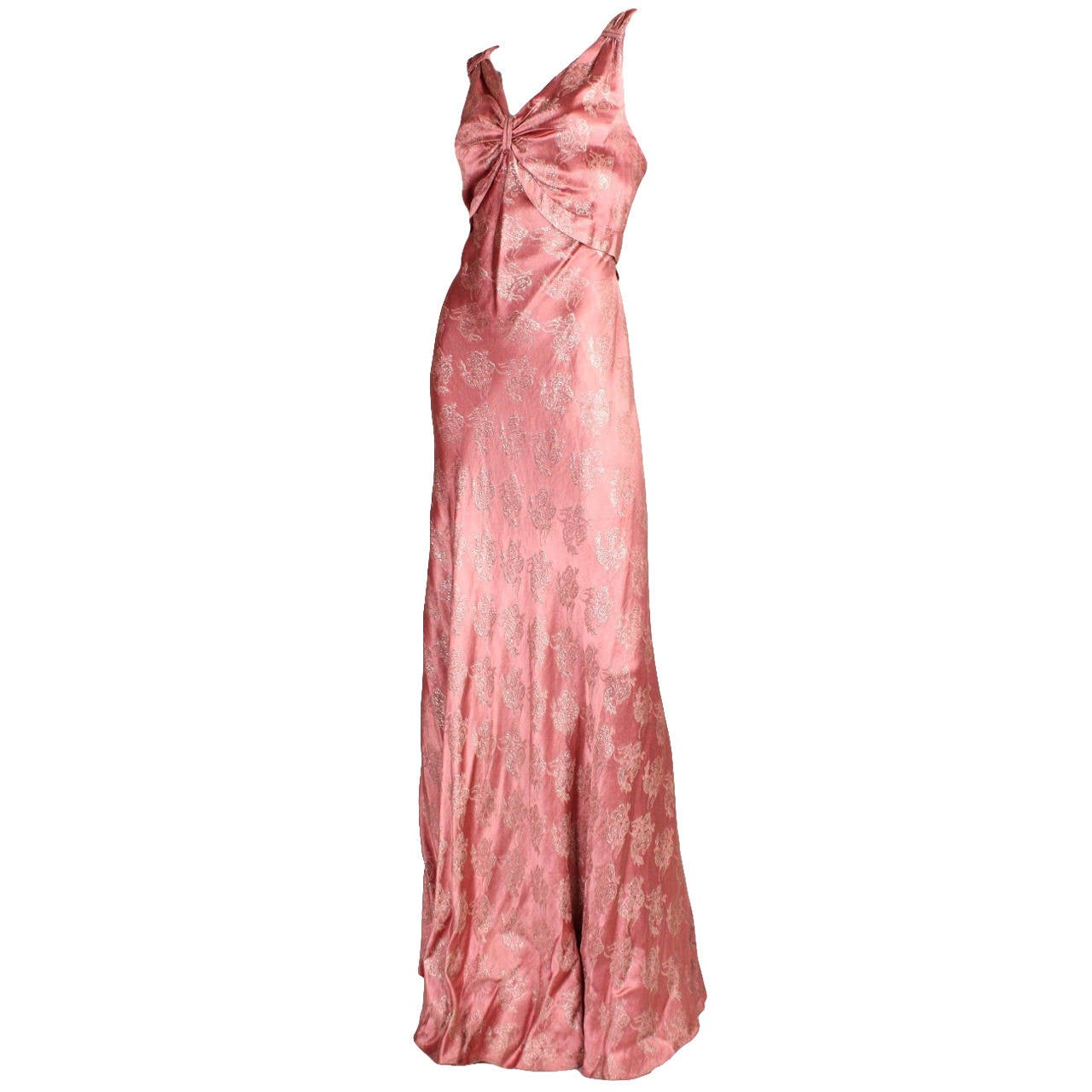 Mauve Lamé Bias Cut Gown, 1930s  For Sale