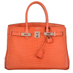 LOVE THIS HERMES BIRKIN BAG 30cm MATTE SANGUINE CROCODILE PALLADIUM HARDWARE