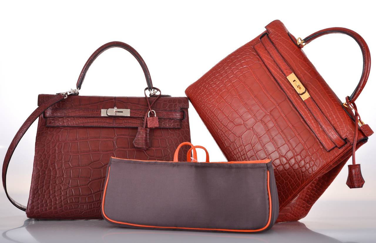 NEW RED COLOR ONLY ON JF! HERMES KELLY BAG 35cm BOURGOGNE ALLIGATOR 3