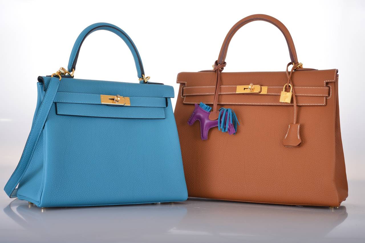 HERMES KELLY 28cm KELLY TURQUOISE TOGO GOLD HARDWARE JaneFinds at ...  