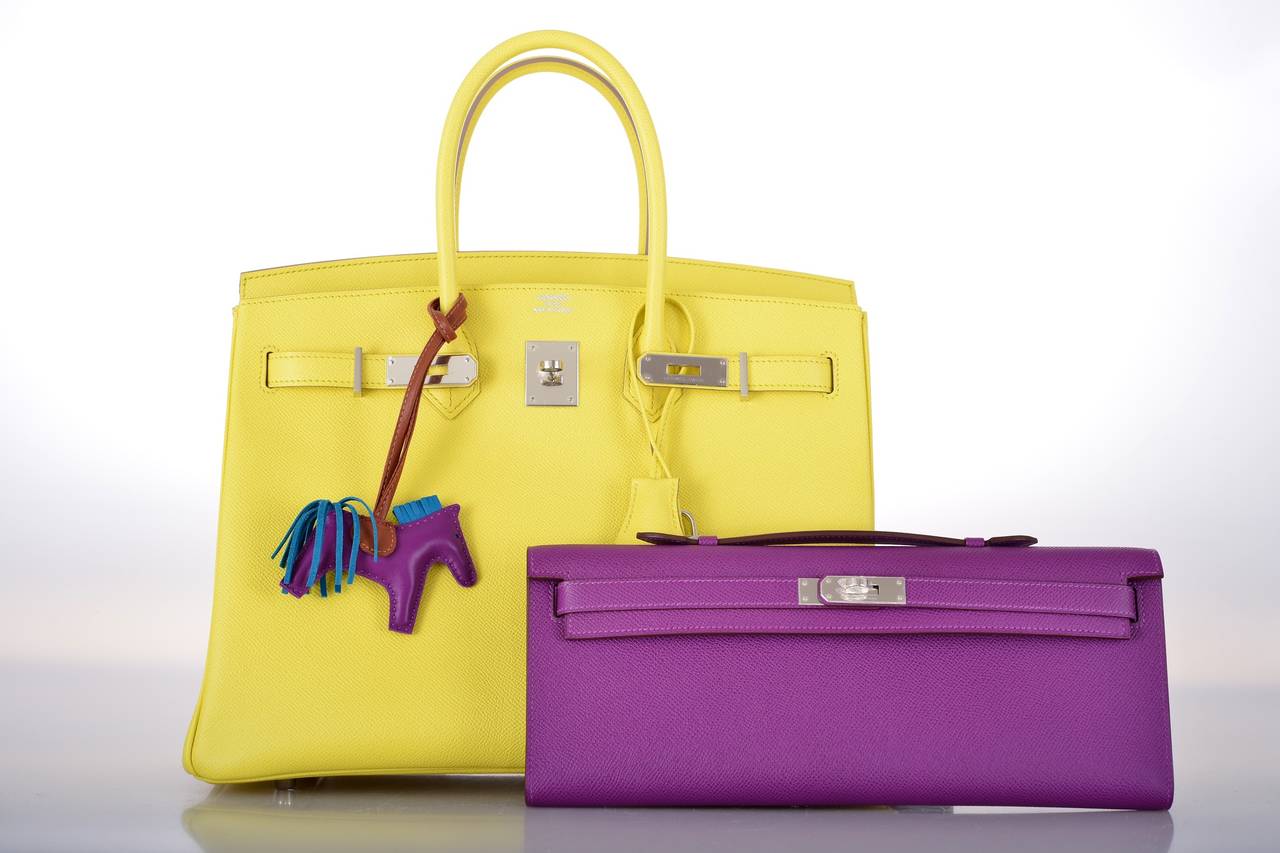 HERMES KELLY ANEMONE BAG KELLY CUT CLUTCH POCHETTE PALLADIUM ...