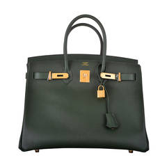 HERMES BIRKIN BAG 35cm VERT ANGLAIS GOLD HARDWARE Janefinds