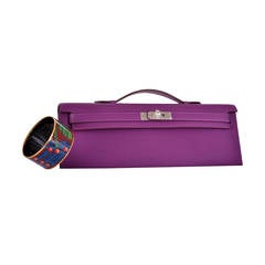 HERMES KELLY ANEMONE BAG KELLY CUT CLUTCH POCHETTE PALLADIUM HARDWARE JaneFinds