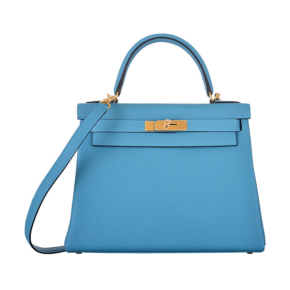 HERMES KELLY 28cm KELLY TURQUOISE TOGO GOLD HARDWARE JaneFinds at ...