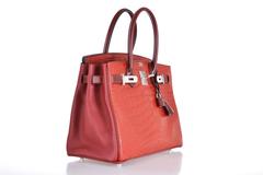 HERMES BIRKIN BAG 30CM ROUGE H MATTE ALLIGATOR WITH LEATHER MIX JaneFinds