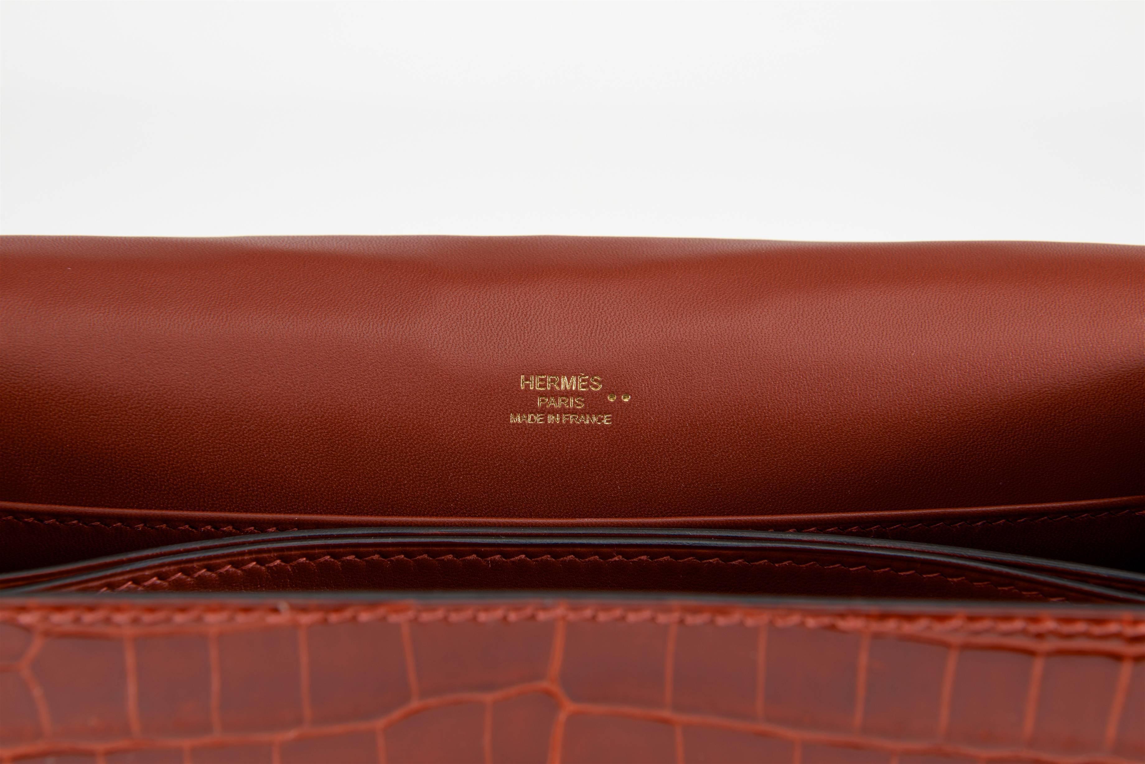 HERMES ROULIS BAG SHINY ROUGE H NILO CROCODILE W PERMABRASS HARDWARE JaneFinds 2
