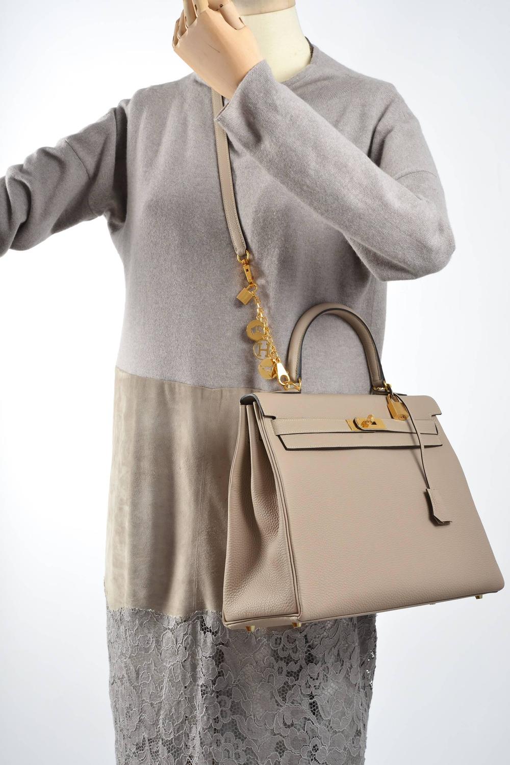 hermes birkin inspired bag - HERMES KELLY BAG GRIS TOURTERELLE 35cm GREY TOGO GOLD HARDWARE ...