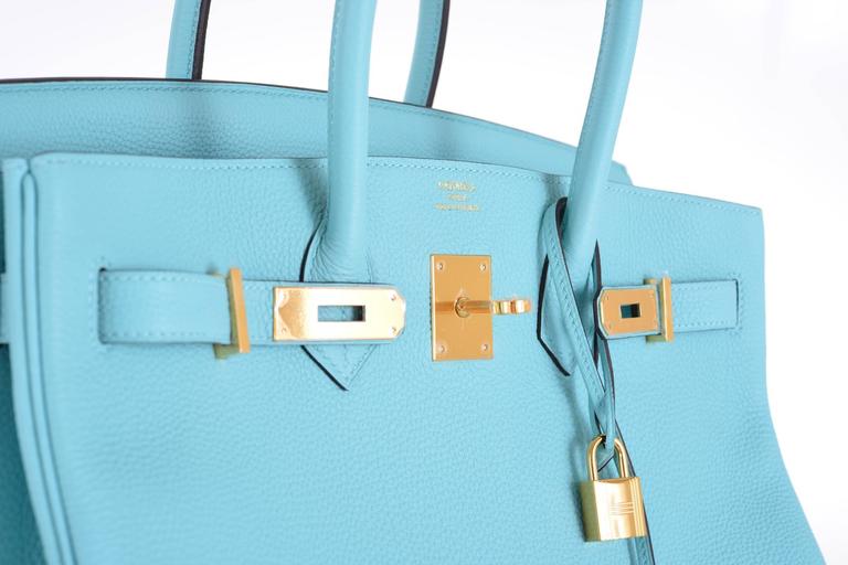 99新Hermes Birkin 303P Tiffany Blue, 女裝, 手袋及銀包, 手拿包