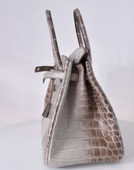 HERMES BIRKIN BAG 35cm HIMALAYAN GRIS CENDRE GREY CROCODILE NILOTICUS JaneFinds