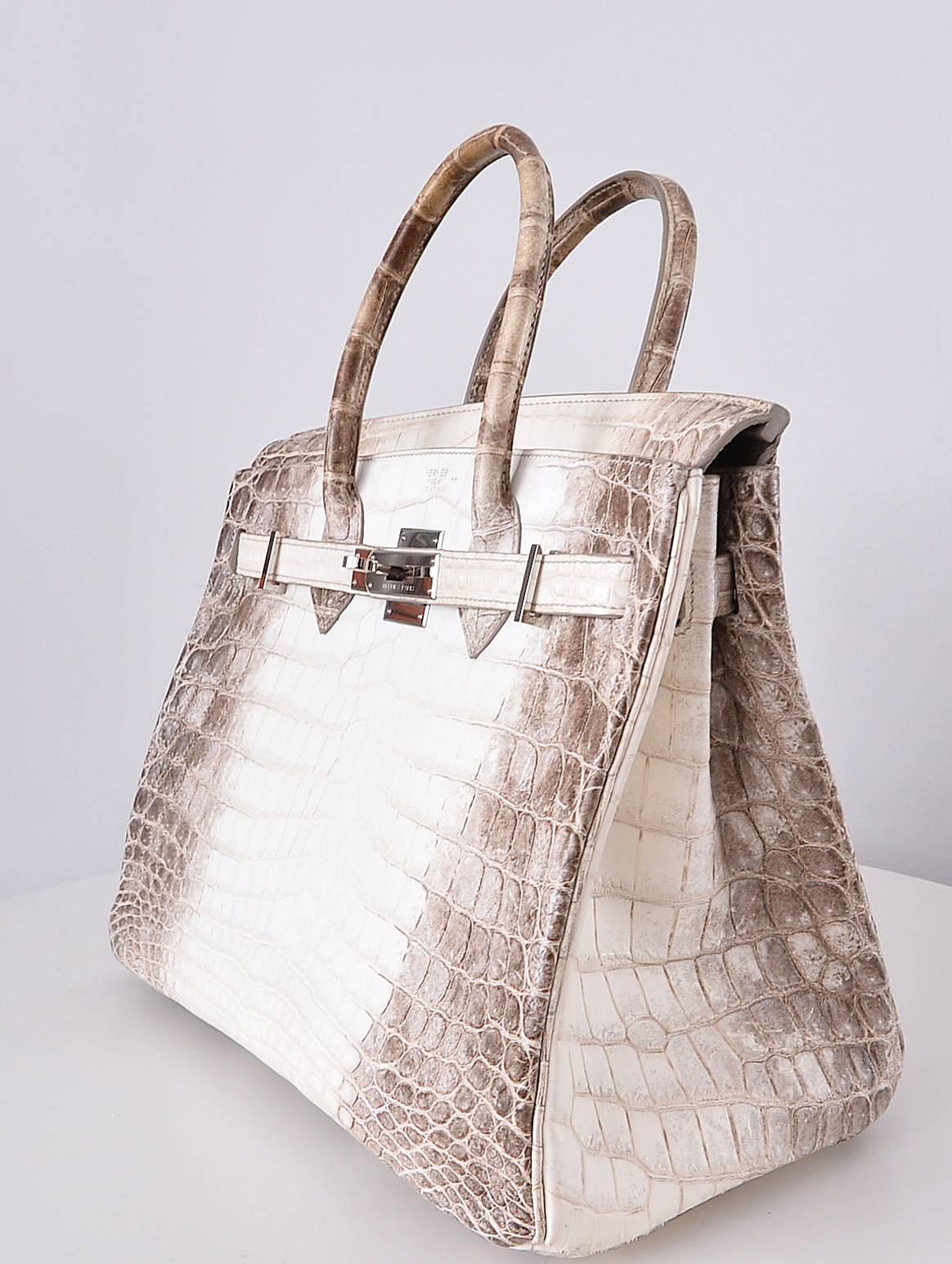 HERMES BIRKIN BAG 30cm HIMALAYAN WHITE NILOTICUS CROCODILE stamp L JaneFinds 2