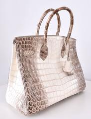 HERMES BIRKIN BAG 30cm HIMALAYAN WHITE NILOTICUS CROCODILE stamp L JaneFinds