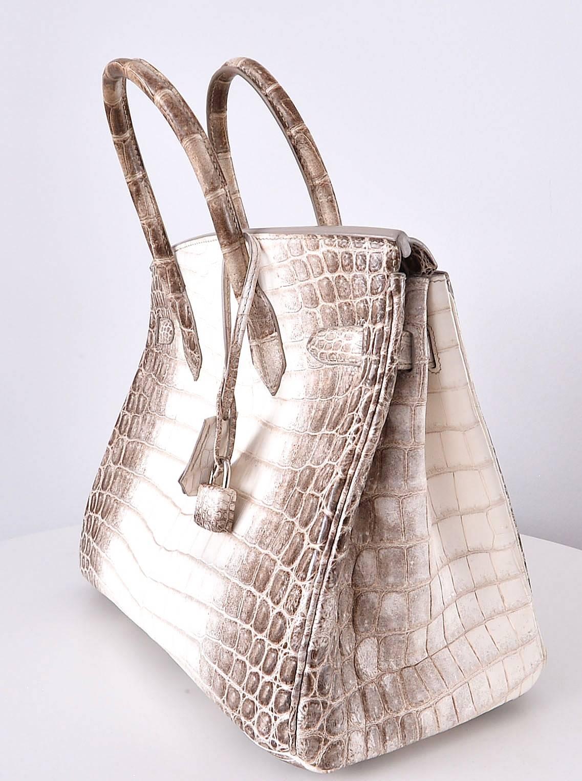 HERMES BIRKIN BAG 30cm HIMALAYAN WHITE NILOTICUS CROCODILE stamp L JaneFinds In Excellent Condition In NYC Tri-State/Miami, NY