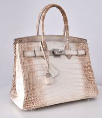 HERMES BIRKIN BAG 30cm HIMALAYAN WHITE NILOTICUS CROCODILE stamp M JaneFinds