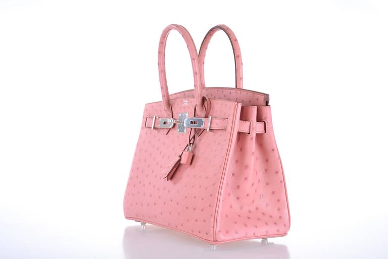 Hermes Pink Terre Cuite + Cobalt Blue Special Order Ostrich Birkin 30  Handbag - MAISON de LUXE