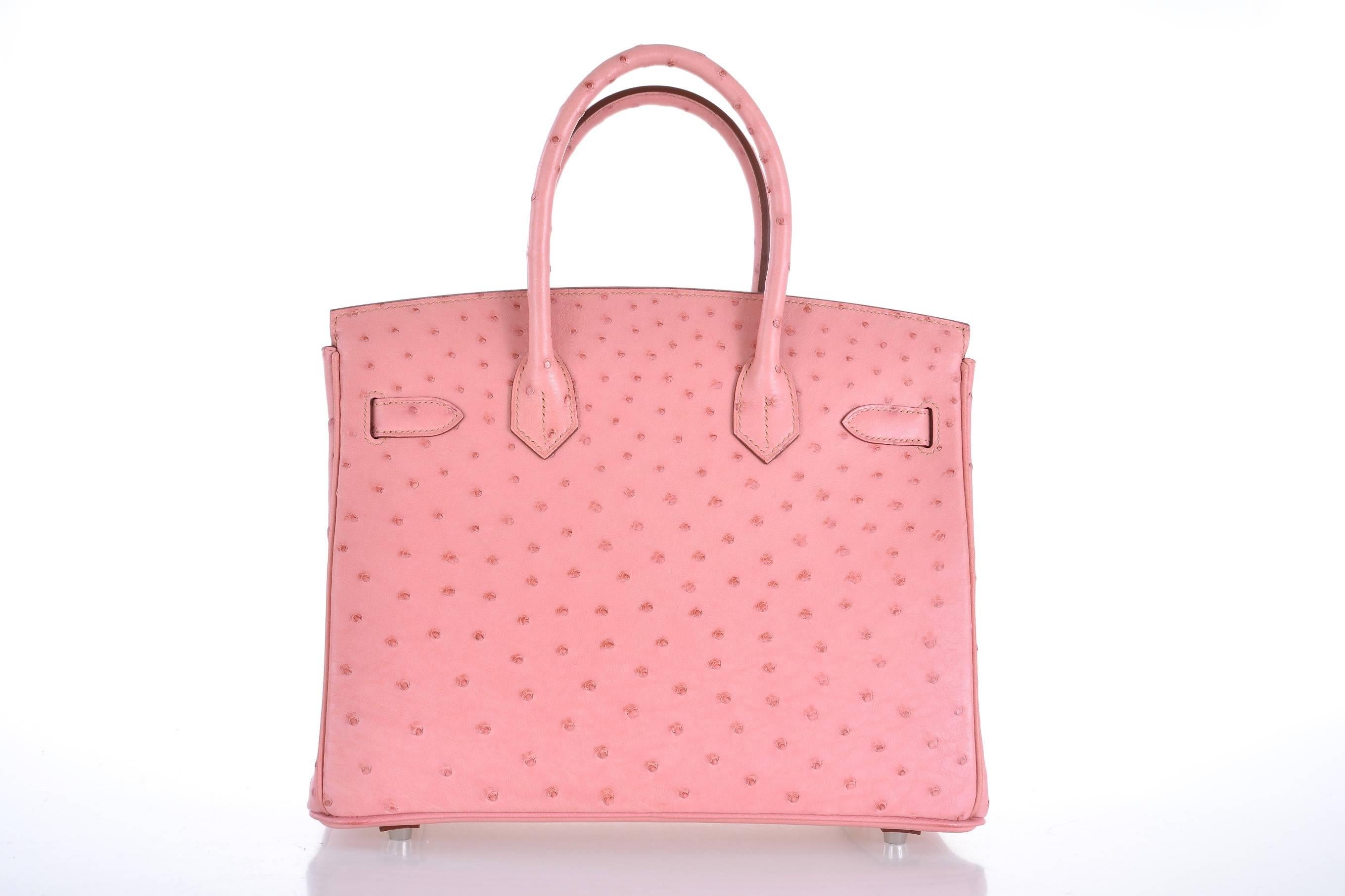 HERMES BIRKIN BAG 30CM OSTRICH TERRE CUITE PINK WITH PALL HARDWARE JaneFinds For Sale 1
