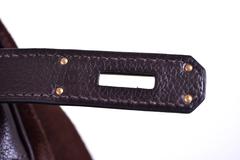 HERMES 30CM Chocolate Veau Doblis Suede Birkin Bag with Gold Hardware JaneFinds