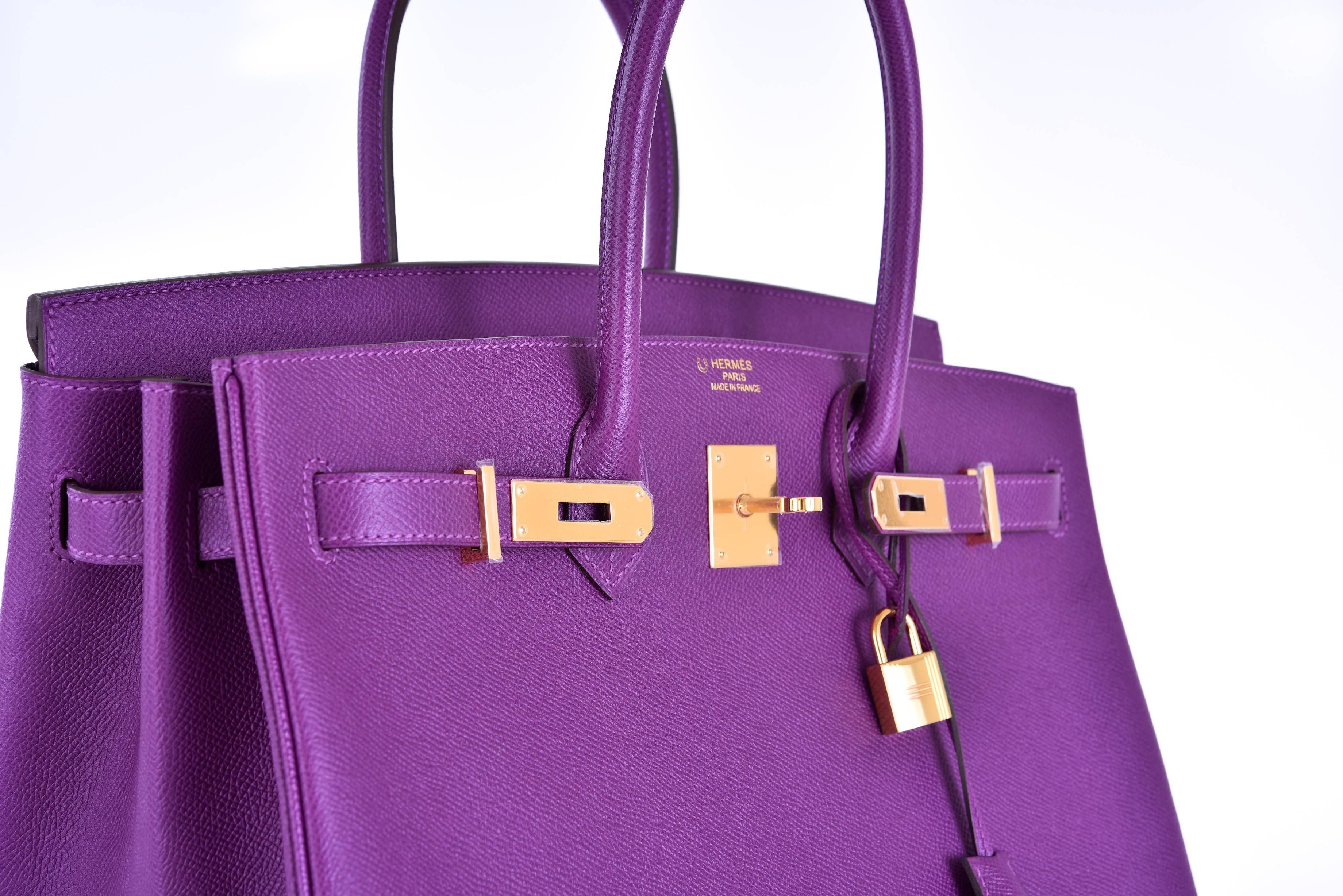 HERMES BIRKIN BAG 35CM ANEMONE * IRIS * GOLD HARDWARE JaneFinds In New Condition In NYC Tri-State/Miami, NY