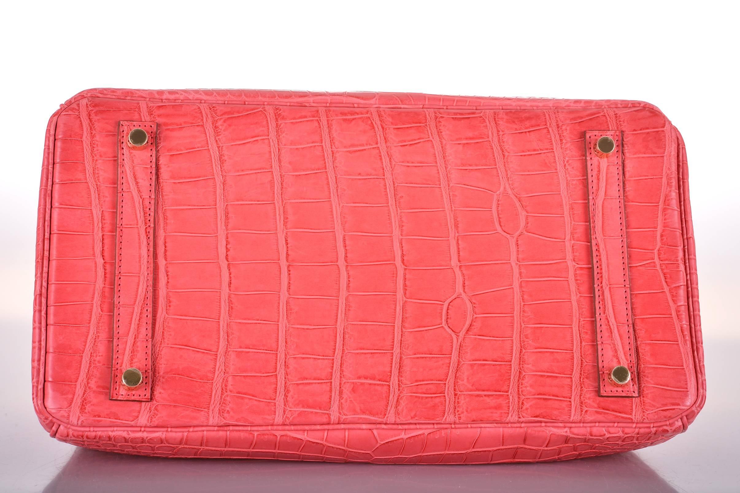 Women's HERMES BIRKIN BAG 35CM MATTE PINK CROCODILE PINK BOUGENVILLE POROSUS JaneFinds