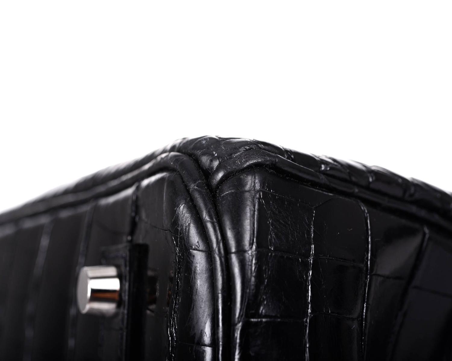 HERMES BIRKIN BAG 35cm BLACK CROCODILE POROSUS PALLADIUM HARDWARE ...