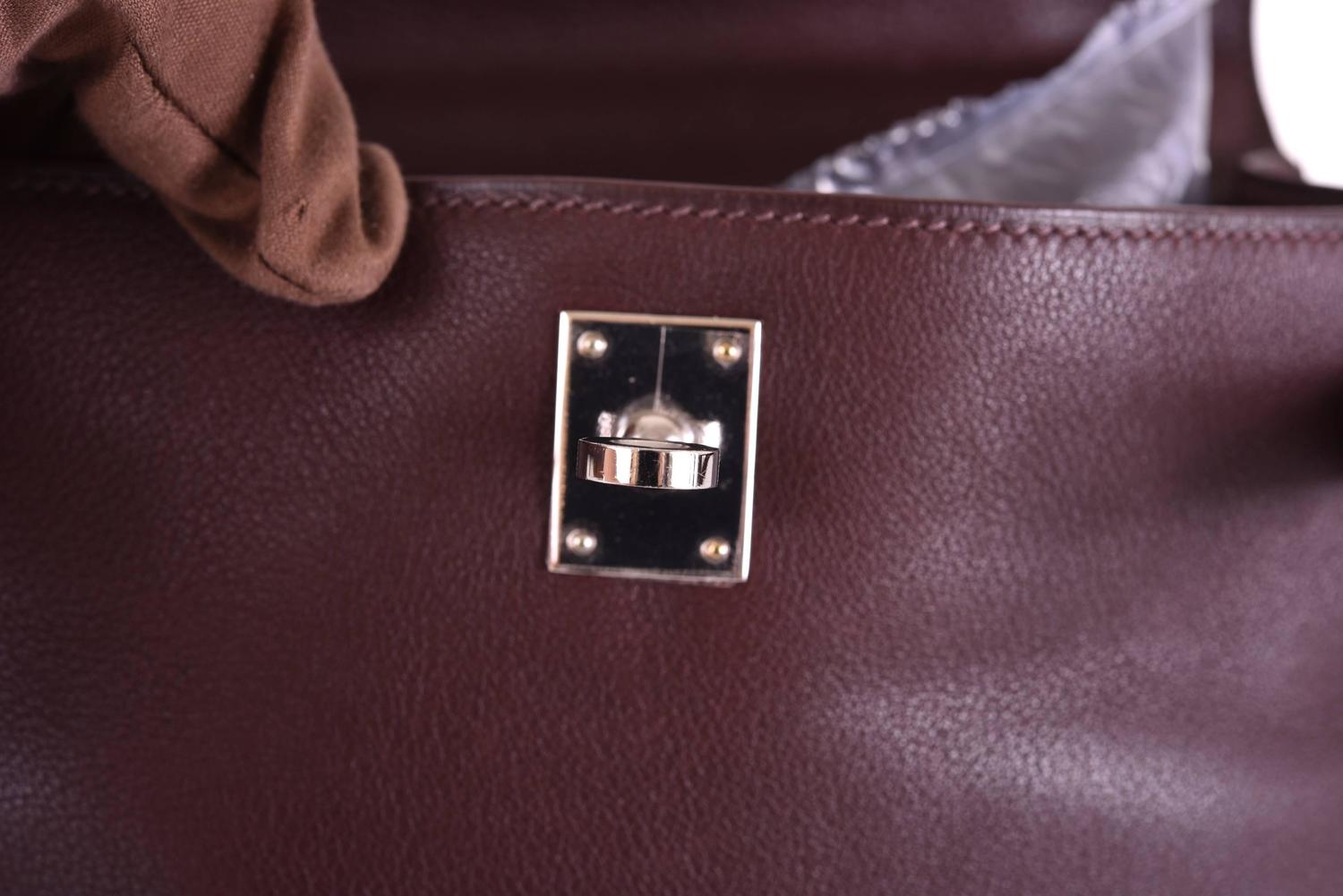 Hermes Chocolate Swift Leather Kelly Pochette Bag Palladium ...  