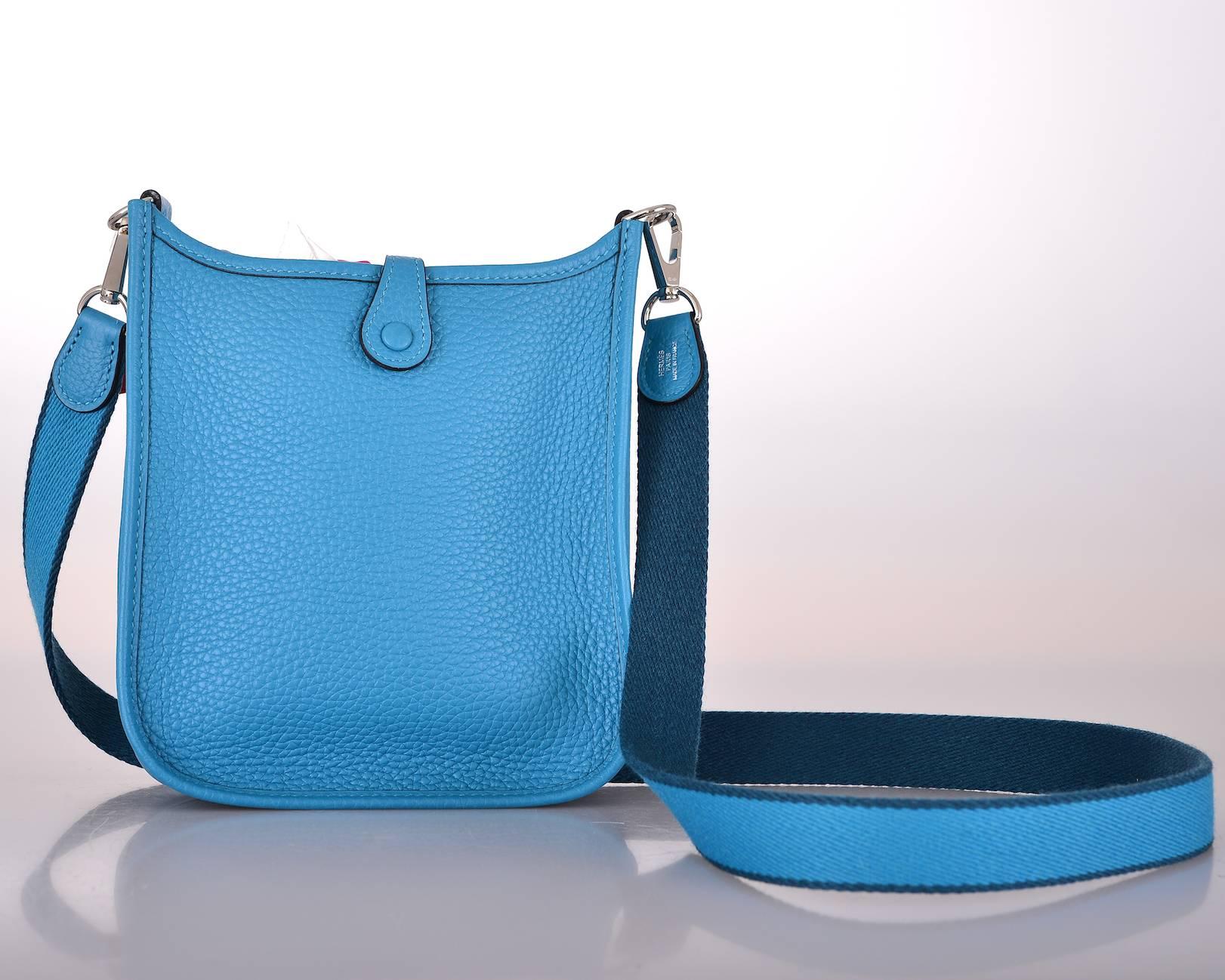 Women's HERMES EVELYNE TPM MINI Turquoise W AMAZONE STRAP JaneFinds