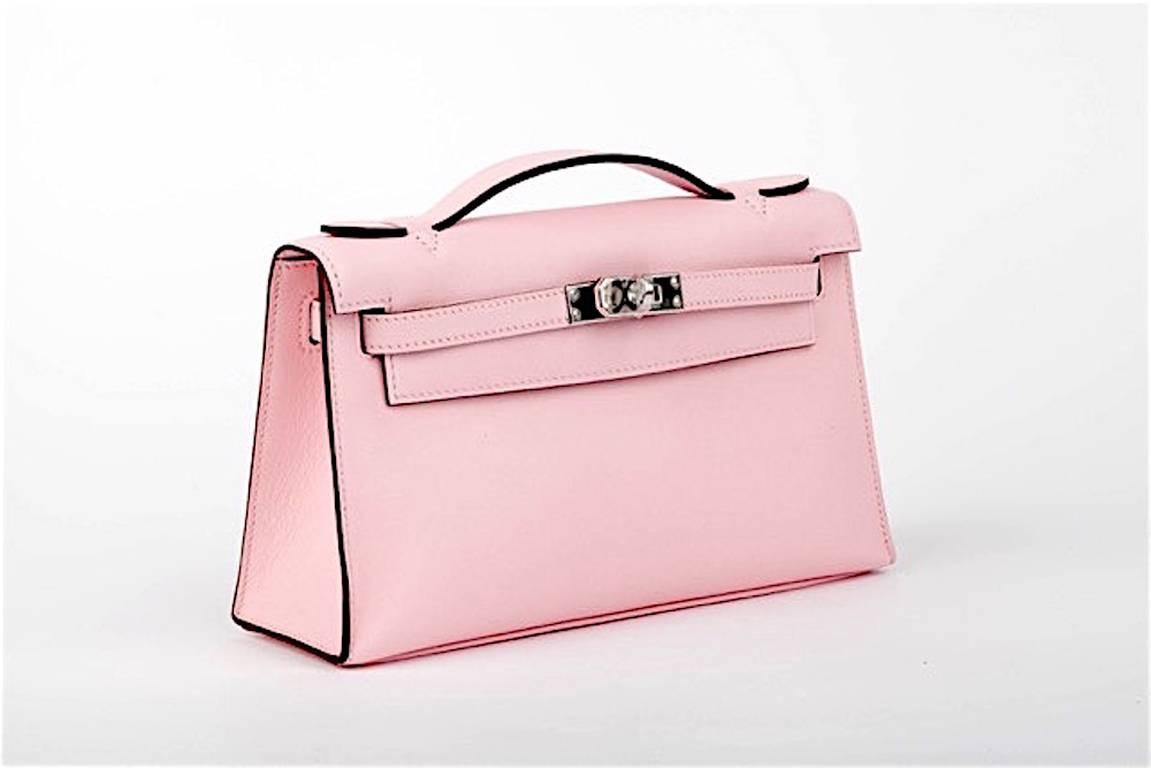 HERMES KELLY POCHETTE ROSE SAKURA SWIFT CLUTCH JaneFinds at 1stdibs HERMES KELLY POCHETTE ROSE SAKURA SWIFT CLUTCH JaneFinds at 1stdibs