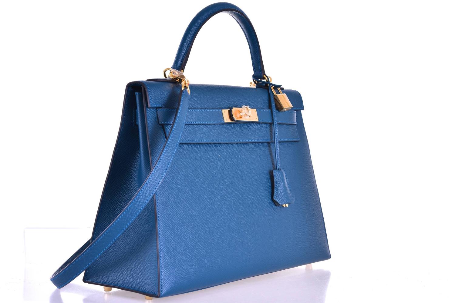 birkin inspired bag - Hermes Kelly 32cm Blue Colvert Epsom Sellier Gold Hardware ...