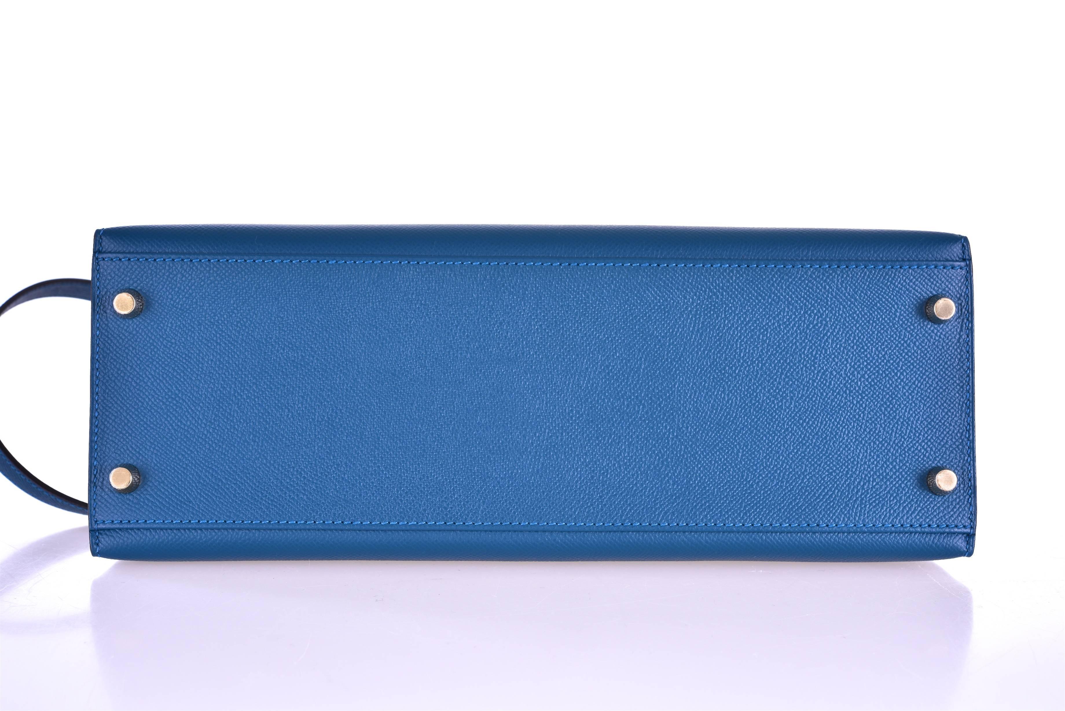 Hermès Kelly 32cm Blaue Colvert Epsom Sellier Gold Hardware Jane Finds Damen