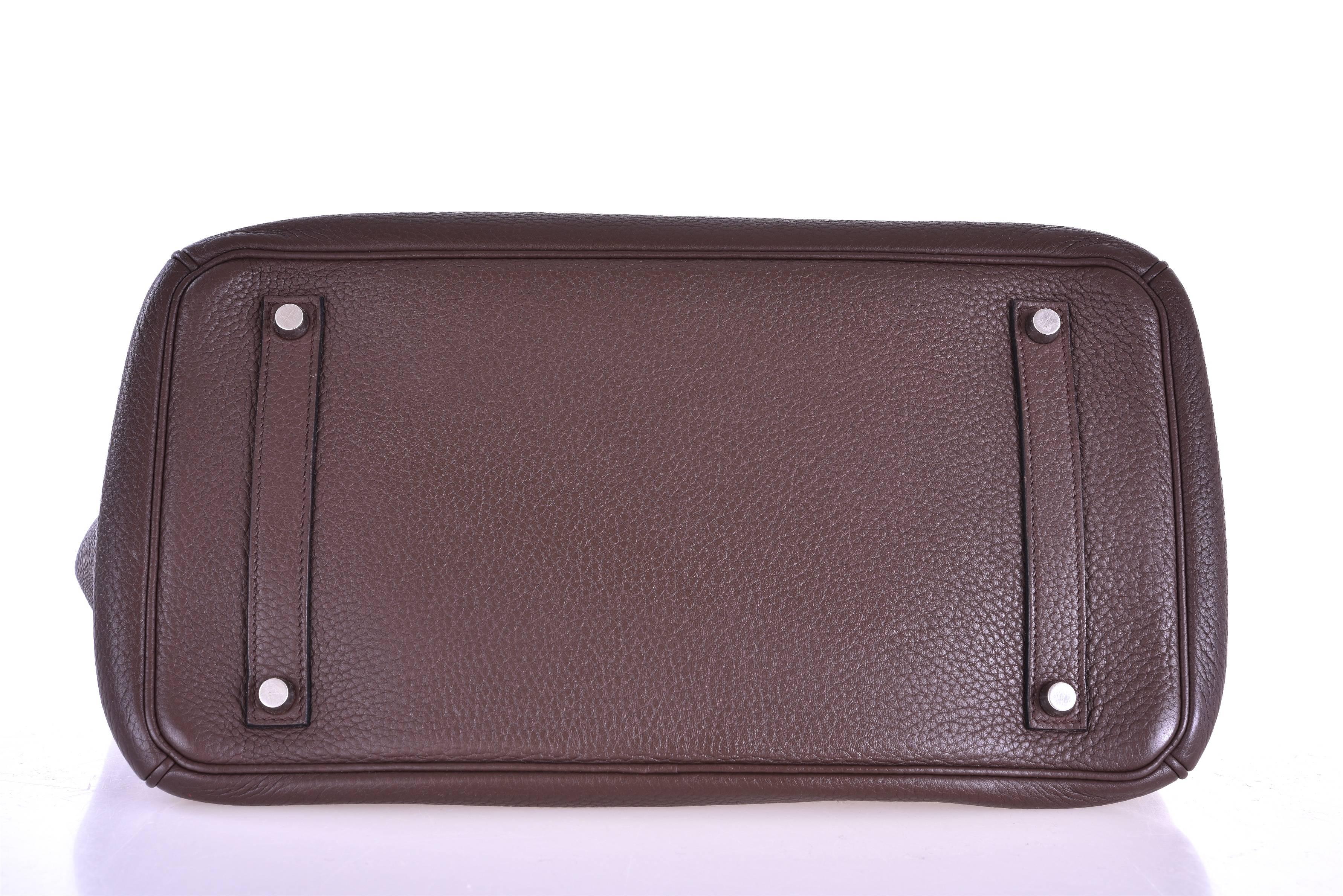 Women's or Men's Hermes 35cm Birkin Bag Ebene Clemence Leather Birkin JaneFinds