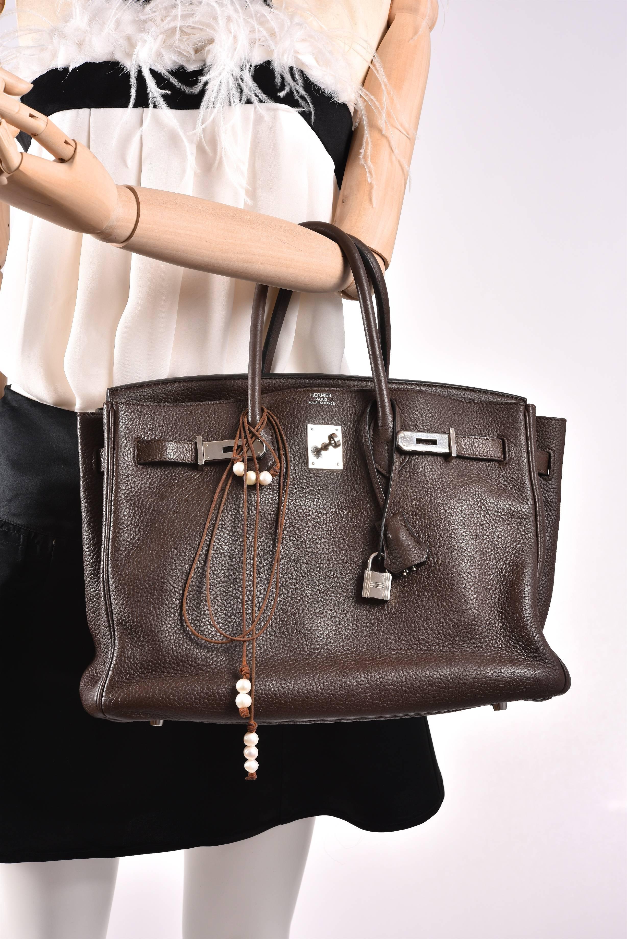 Hermes 35cm Birkin Bag Ebene Clemence Leather Birkin JaneFinds 5