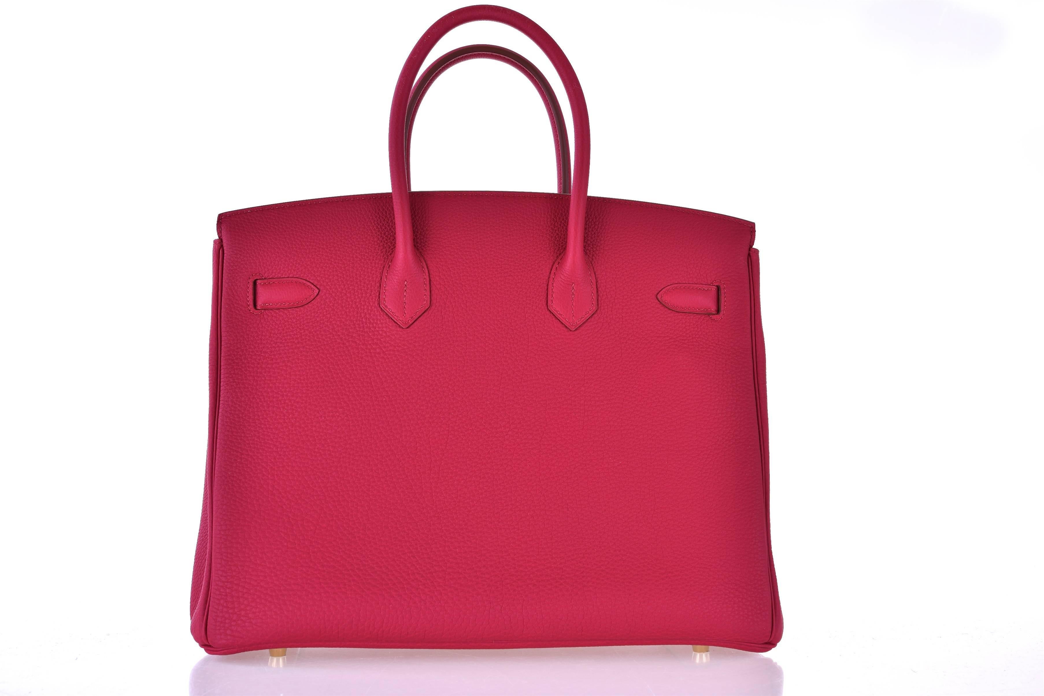 Women's or Men's Hermes 35cm Birkin Bag Red Rubis Togo leather GHW INSANE COLOR! JaneFinds