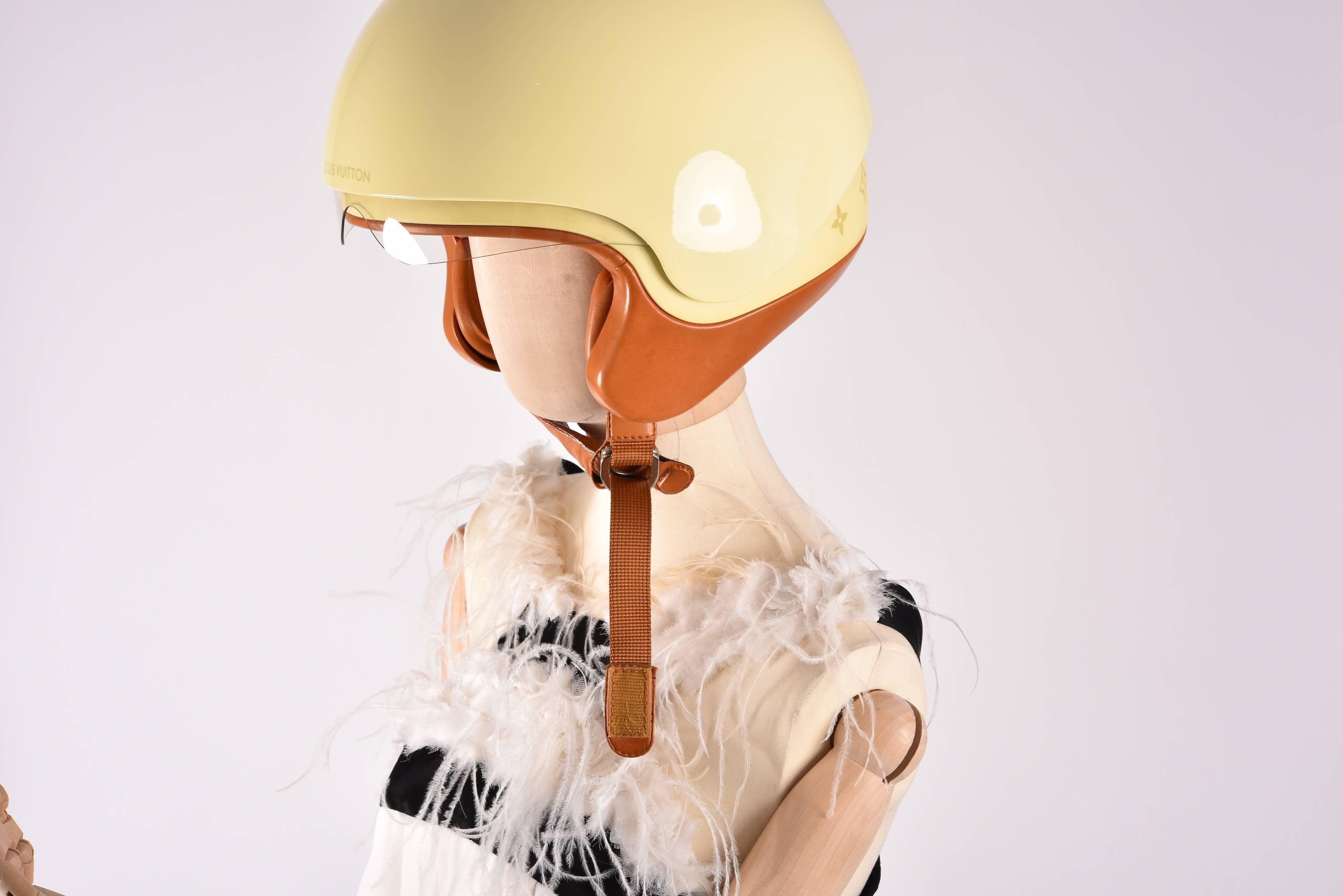 Louis Vuitton Limited Edition Damier Beige Motorcycle Vespa Helmet JaneFinds 1