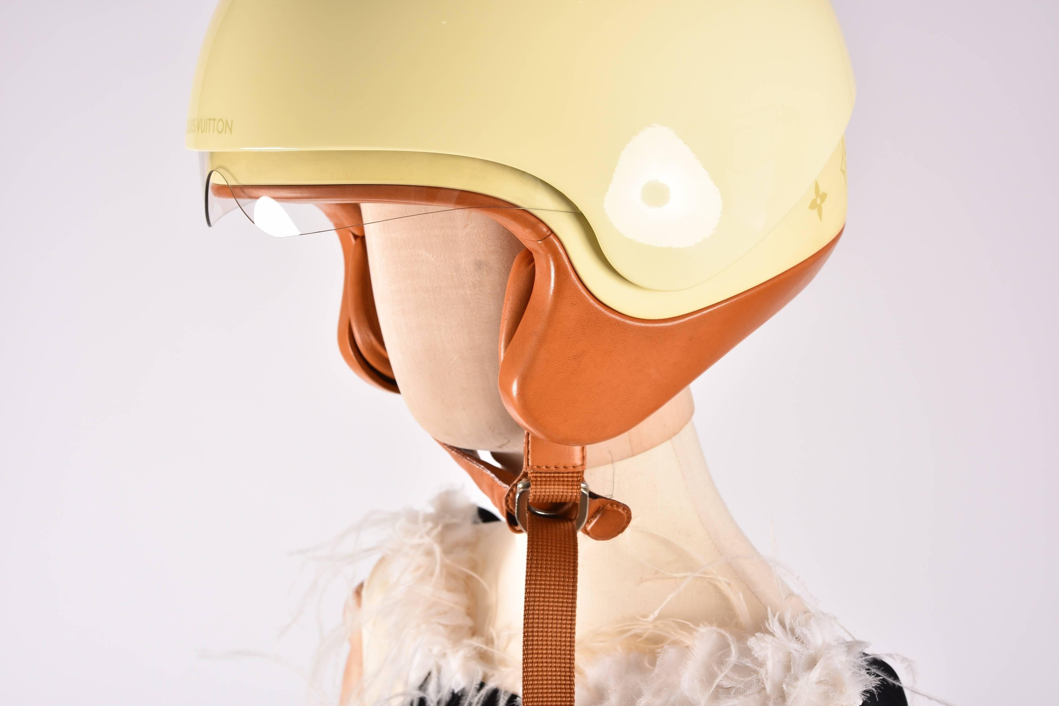 Orange Louis Vuitton Limited Edition Damier Beige Motorcycle Vespa Helmet JaneFinds