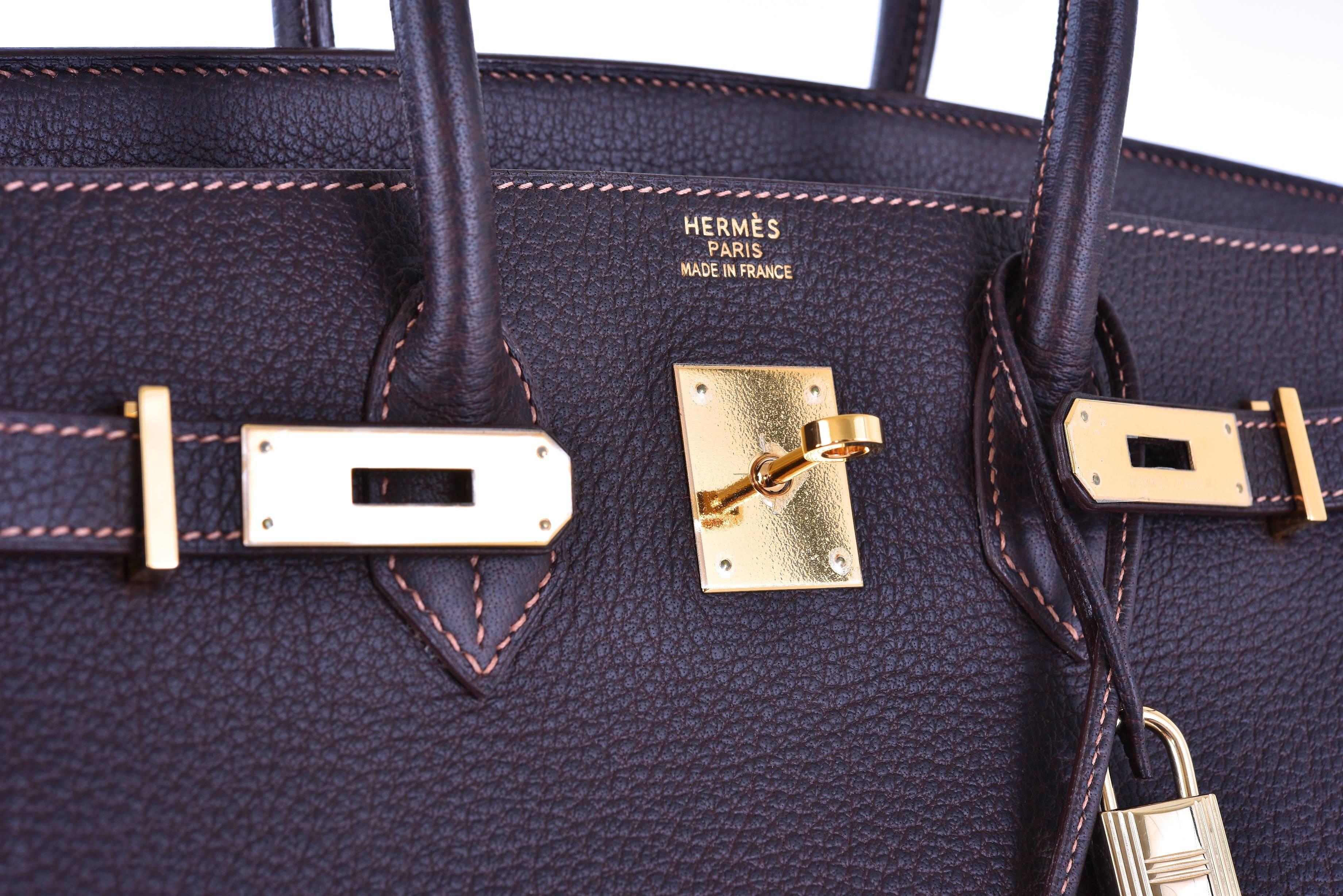 Hermes 35cm Birkin Bag Havanne Gold hardware Fjord Special Stitching JaneFinds For Sale 2