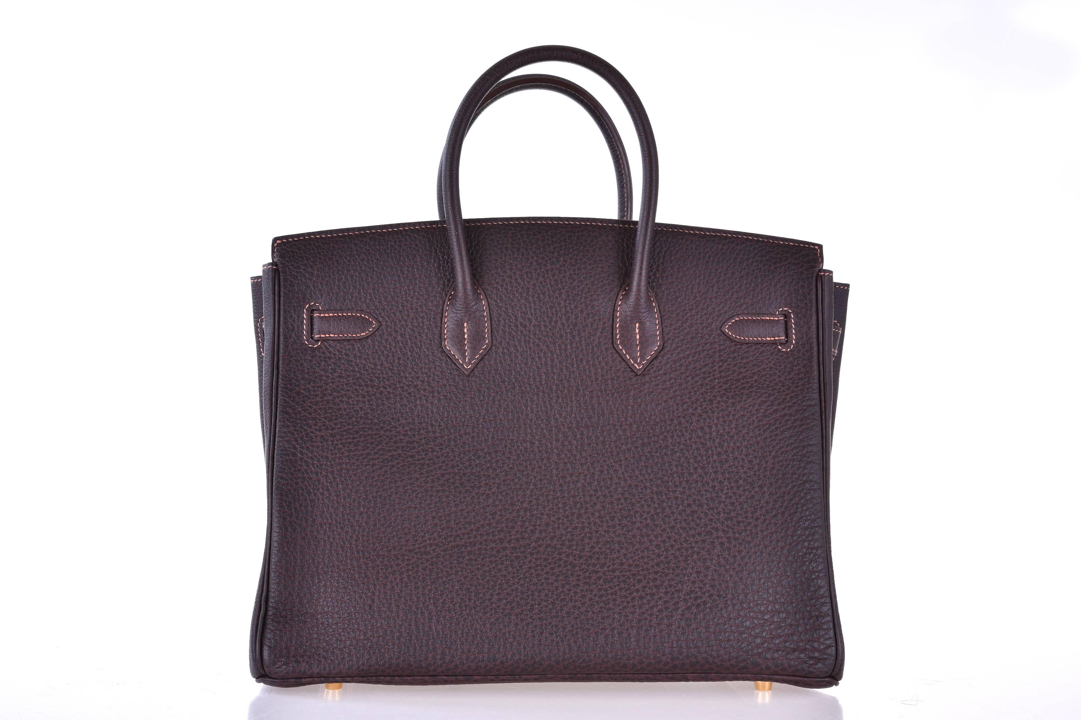 Hermes 35cm Birkin Bag Havanne Gold hardware Fjord Special Stitching JaneFinds For Sale 3