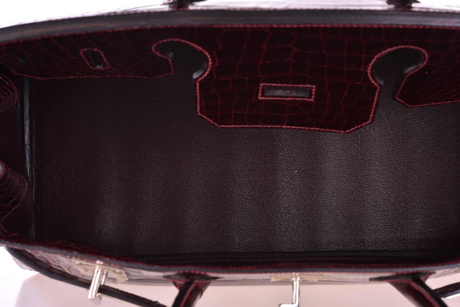 Hermes 42cm Shiny Bordeaux Porosus Crocodile JPG Shoulder Birkin ... Hermes 42cm Shiny Bordeaux Porosus Crocodile JPG Shoulder Birkin ...
