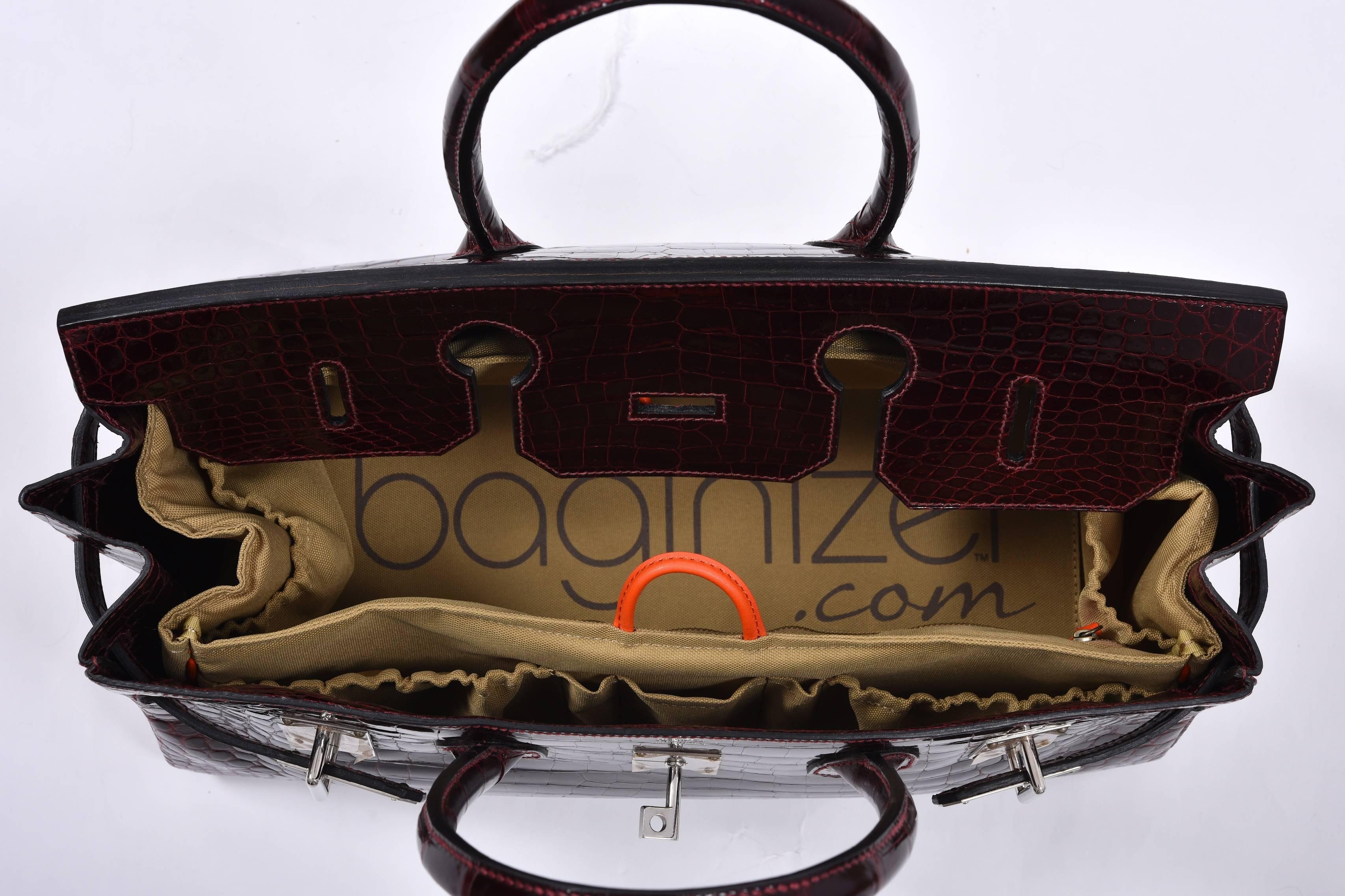 Hermes 42cm Shiny Bordeaux Porosus Crocodile JPG Shoulder Birkin Bag JaneFinds 4