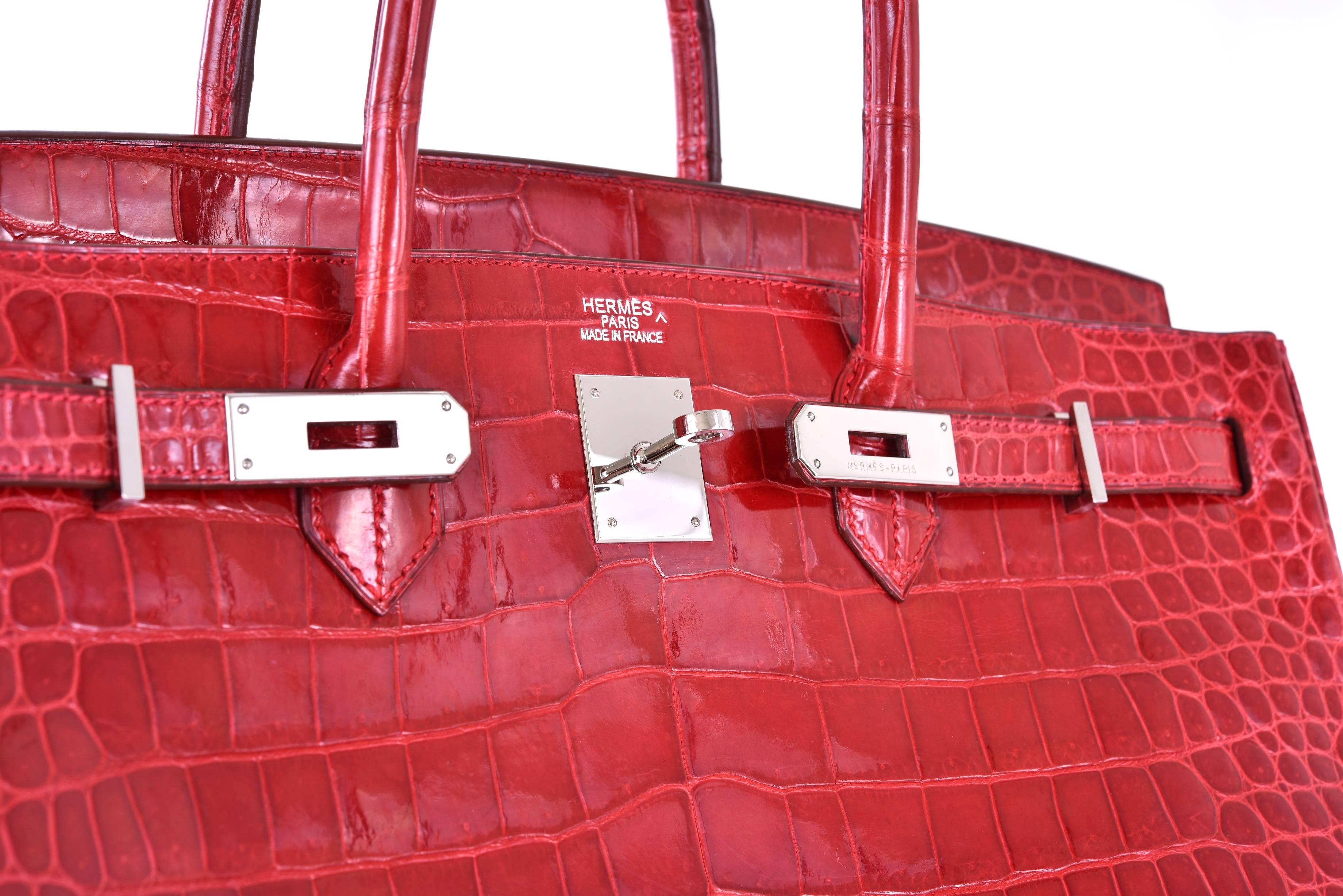 Hermes Birkin Bag 40cm Red Braise Porosus Crocodile JaneFinds For Sale 1