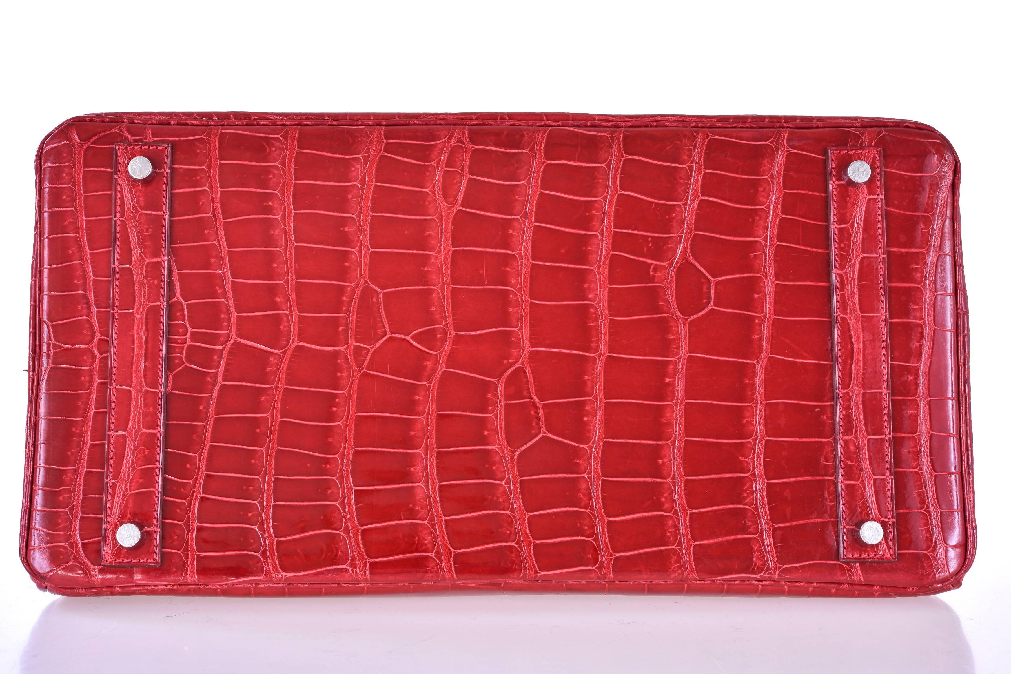 Women's or Men's Hermes Birkin Bag 40cm Red Braise Porosus Crocodile JaneFinds For Sale