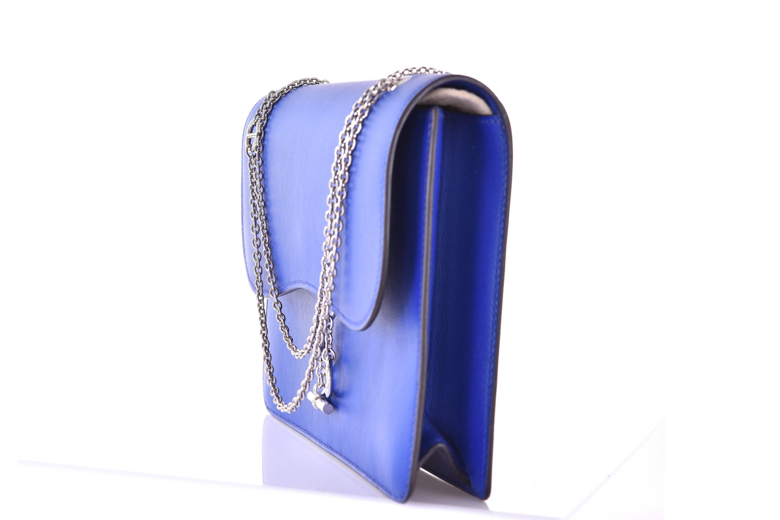 Hermes Catenina Bag Clutch Blue Electric Gorgeous New Bag! JaneFinds In New Condition In NYC Tri-State/Miami, NY