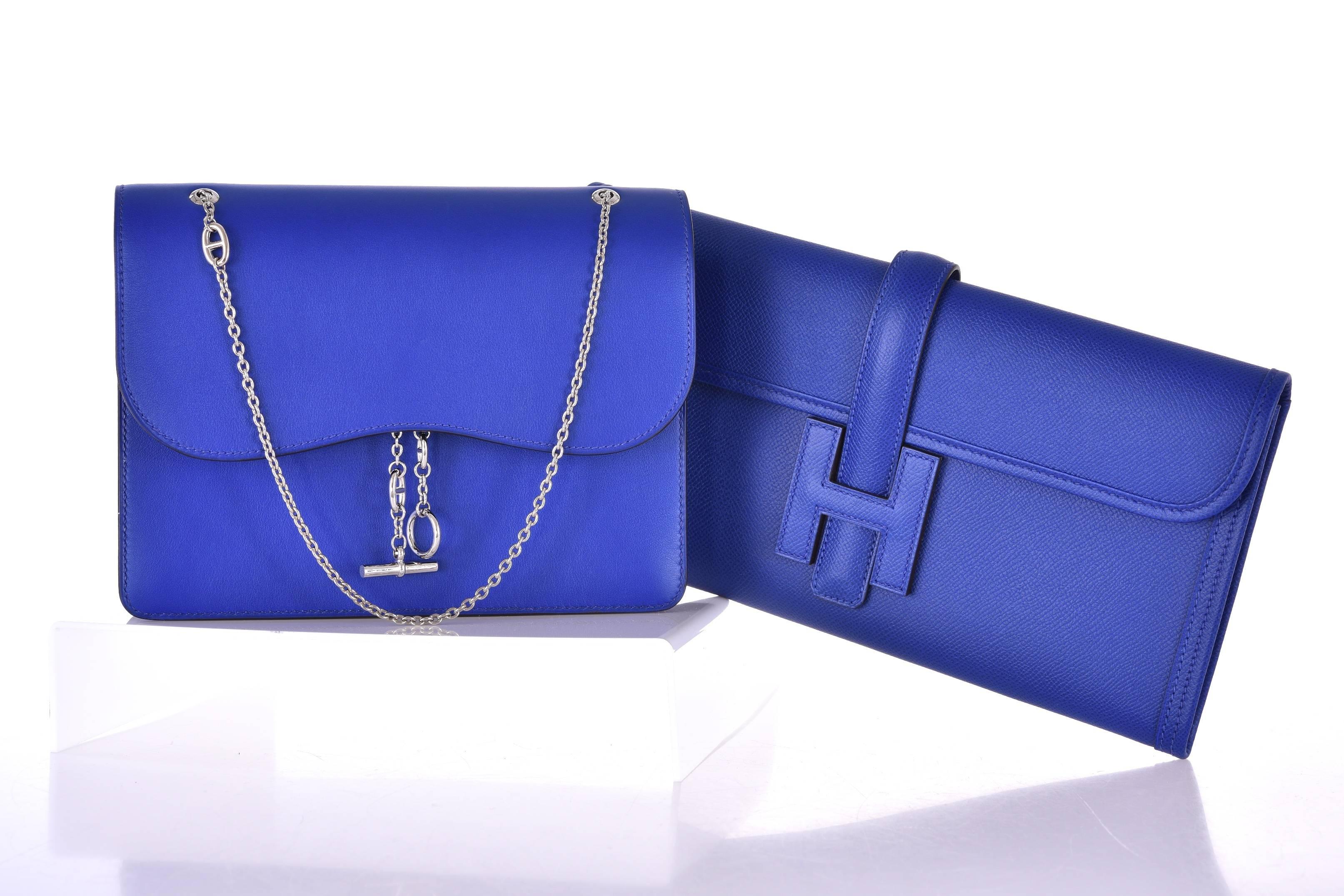 Hermes Catenina Bag Clutch Blue Electric Gorgeous New Bag! JaneFinds 3