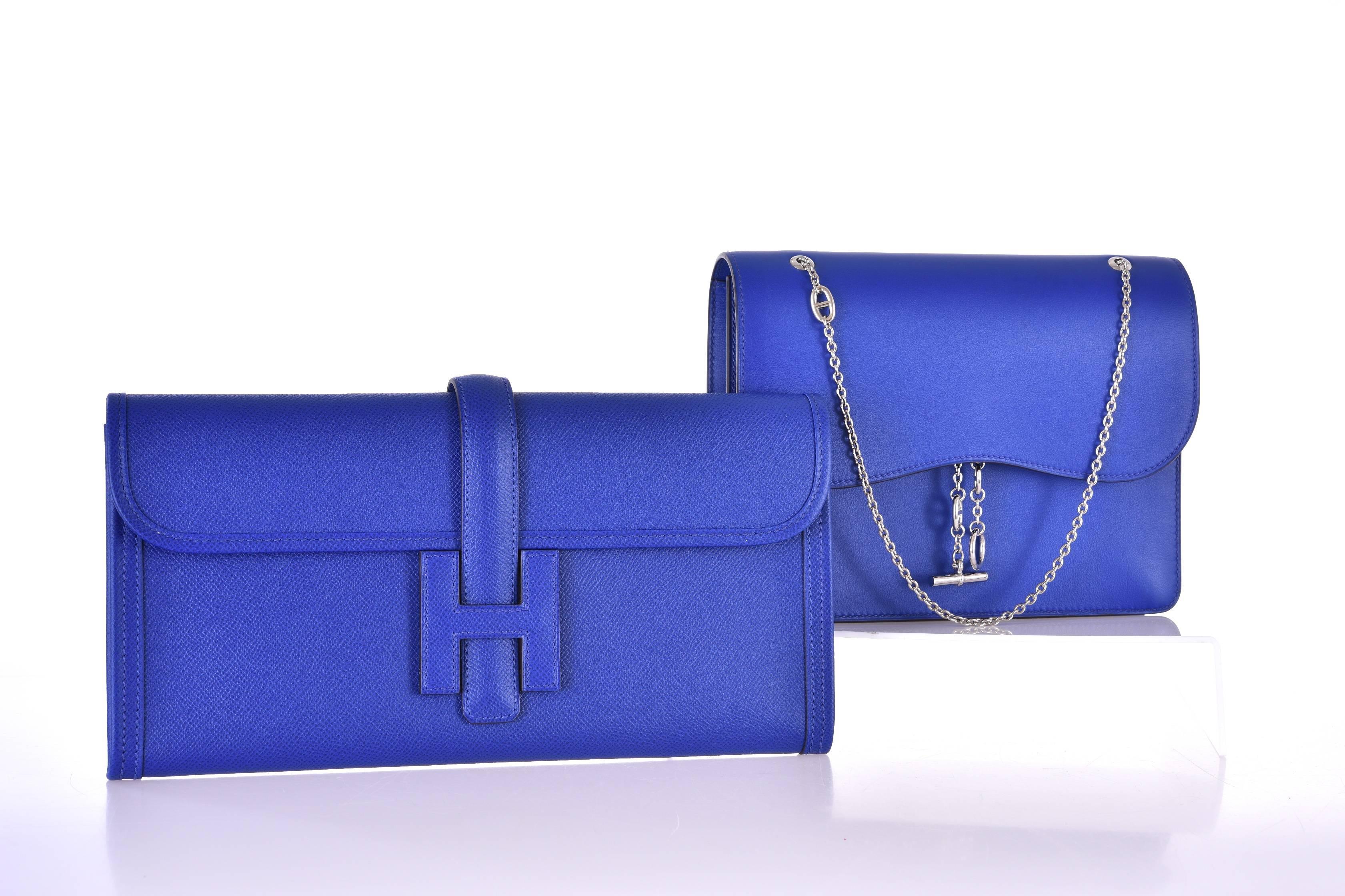 Hermes Catenina Bag Clutch Blue Electric Gorgeous New Bag! JaneFinds 5