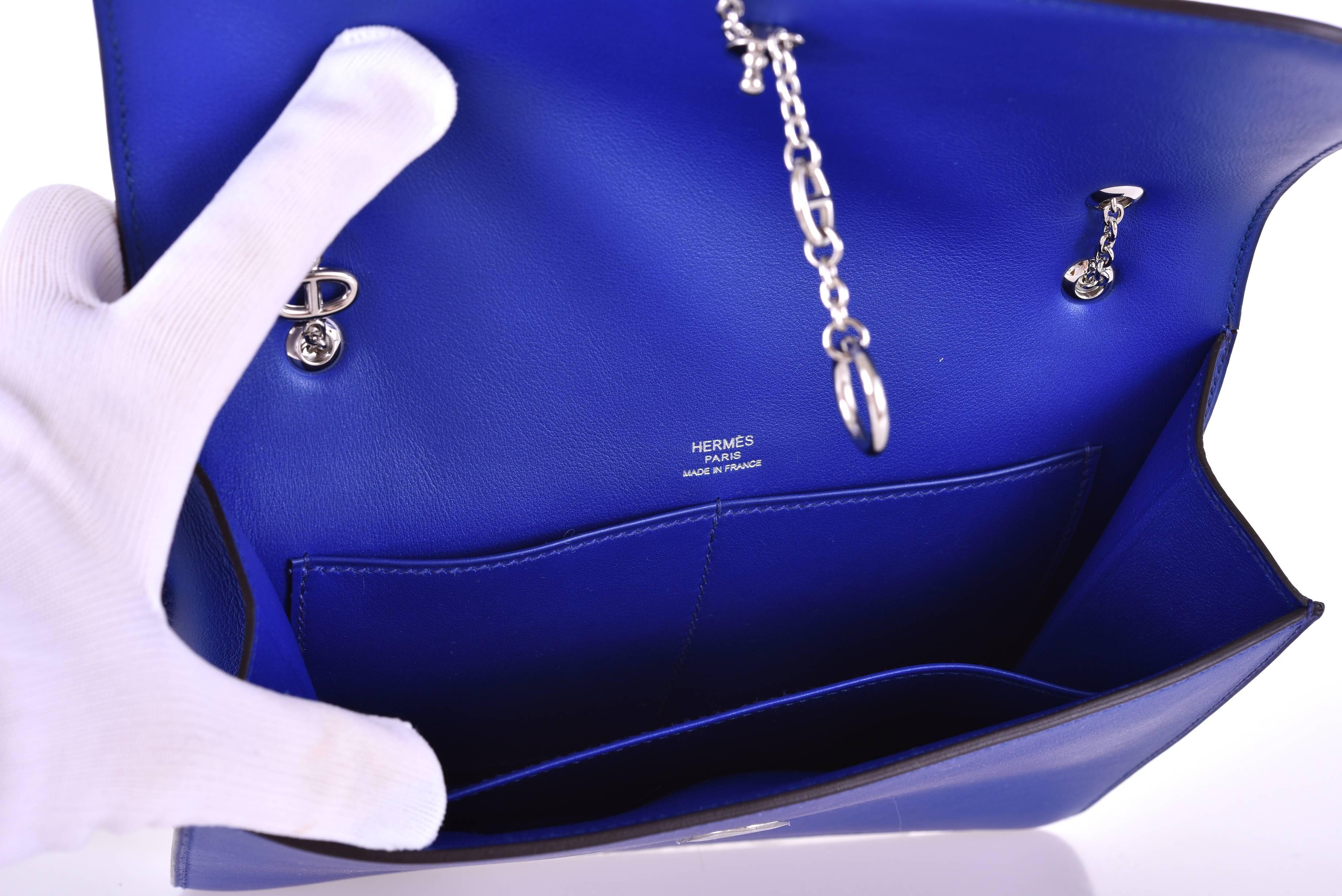 Hermes Catenina Bag Clutch Blue Electric Gorgeous New Bag! JaneFinds 1