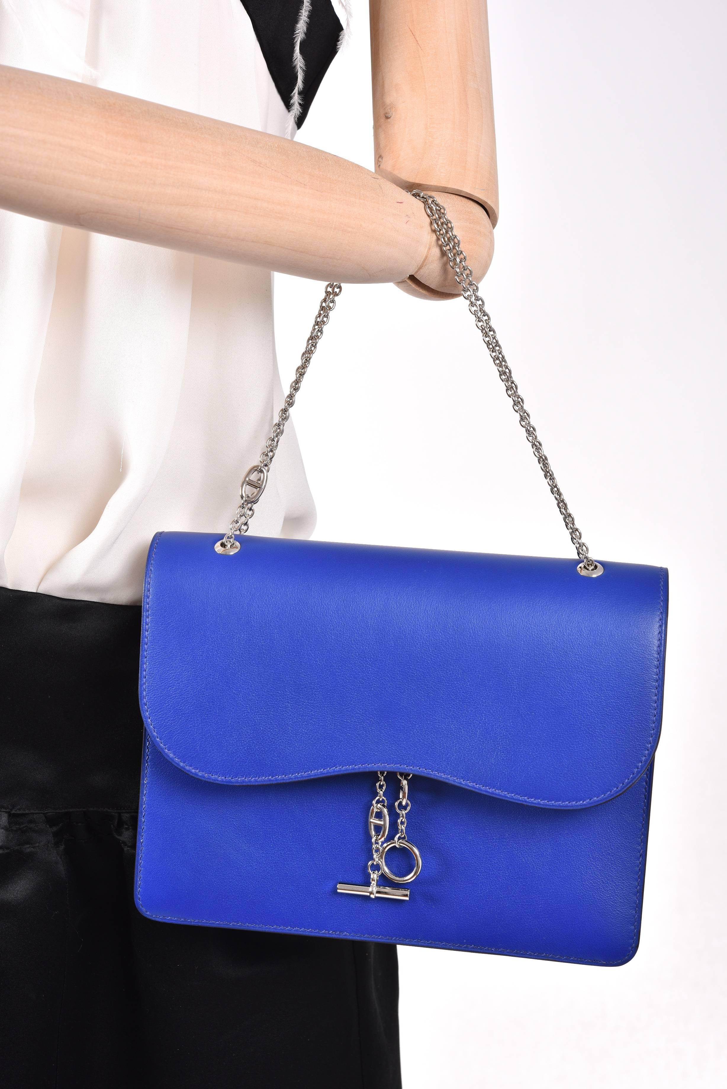 Women's or Men's Hermes Catenina Bag Clutch Blue Electric Gorgeous New Bag! JaneFinds