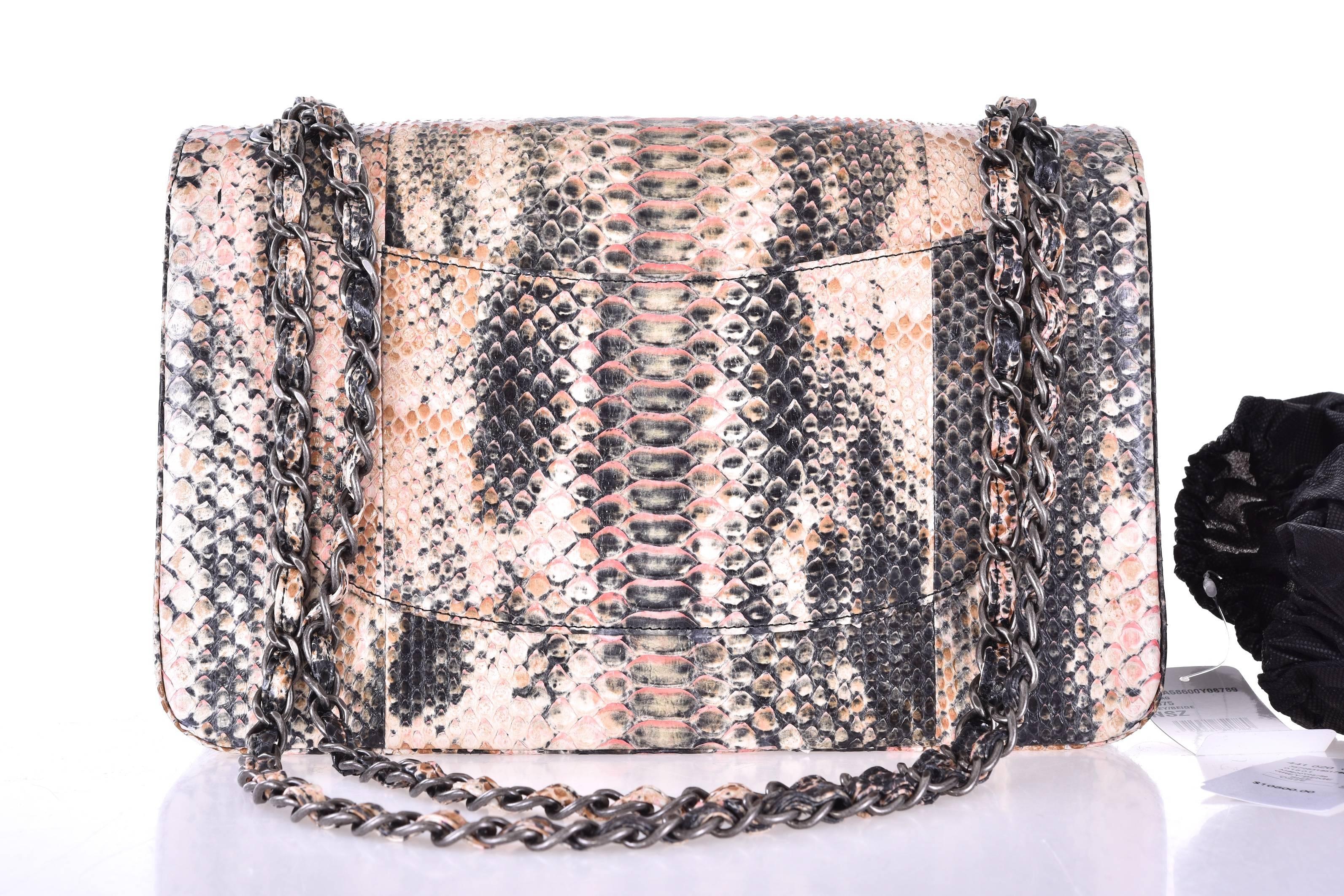 Chanel Multi Color Python Jumbo Classic Double Flap Bag  JaneFinds 5