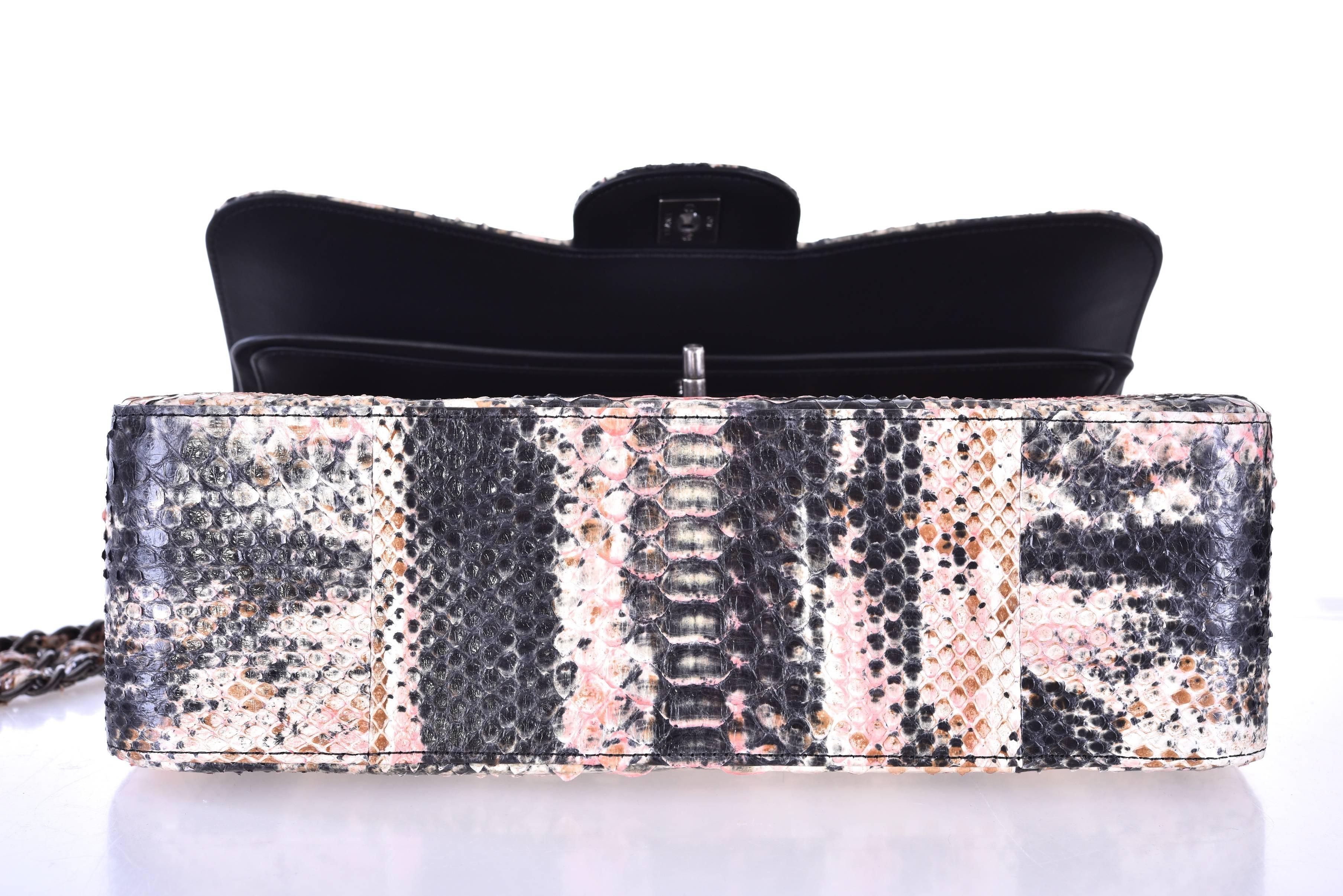 Chanel Multi Color Python Jumbo Classic Double Flap Bag  JaneFinds 3