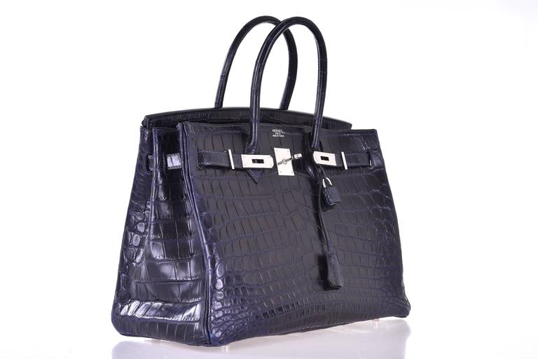 Hermes Birkin Bag 35cm Matte Indigo Niloticus Crocodile JaneFinds at