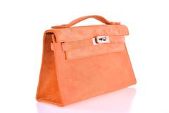 Hermes Limited KP Kelly Bag Pochette Suede Hot Orange Pall Hardware JaneFinds