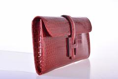 Hermes Jige Elan 29cm Rouge H Shiny Porosus Crocodile